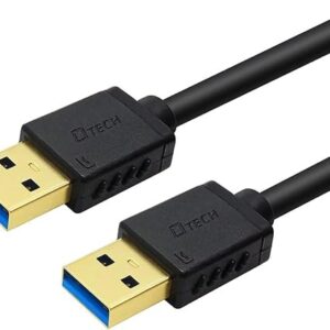 Short USB 3.0 Type A to A Cable Male to Male High Speed Data Cord 9.8-Inch Black Compatible with Printer Scanner Computer Speaker Laptop Fan Cooling Pad USB Hub External Hard Drive