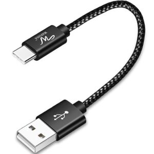 USB Type C Short 65W/3A Fast Charging Data Cable for Powerbank, Android Auto, Apple CarPlay, Samsung Galaxy S24, S23, S22, S21, S20, iPhone 15, 15 Pro, 15 Pro Max, 15 Plus (0.25M, Black)