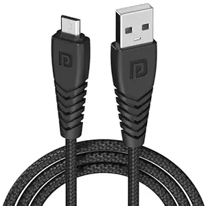 Konnect B Micro USB Cables For Fast Charging & Data Sync 3.0 Amp with PVC Heads I Nylon Braided I 1 mtr(Black)