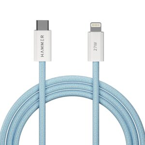 27W Type-C to Lightning 8 Pin Nylon Braided Cable, 27W Fast Charging, 480Mbps High Speed Data Transfer & Durable Tangle Free Design, Compatible with iPhone, iPad, iMac, AirPods, 1.2M (Blue)