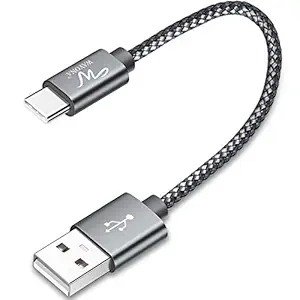 USB Type C Short 65W/3A Fast Charging Data Cable for Powerbank, Android Auto, Apple CarPlay, Samsung Galaxy S24, S23, S22, S21, S20, iPhone 15, 15 Pro, 15 Pro Max, 15 Plus (0.25M, Grey)