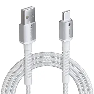 Konnect X USB to Type C Cable with 3A Output, Fast Charging & Data Transfer, Nylon Braided, Aluminium Alloy Shell, 1M Length compatible with Type C Smartphones(White)