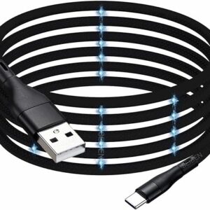 Magnetic Coiled Type A to Type C Cable, 65W / 3.1A Magnetic Coiled O-MagCable® Nylon Braided for Laptops and Smartphones, MagCable® PD Technology, QC 3.0 Charging - 1.2 meter , Type A - Type C , Black