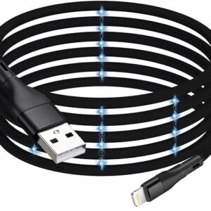 Magnetic Coiled Type A - Lightning Cable Compatible with iPhone, iPad & Airpods, 65W / 3.1A Magnetic O-MagCable® Nylon Braided MagCable® PD Technology, QC 3.0 Charging - 1.2 meter , Type A - L , Black