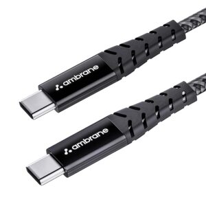 Unbreakable 60W Fast Charging 1.5M Braided Type C to Type C Cable for Smartphones, Tablets, Laptops & Other Type C Devices, PD Technology, 480Mbps Data Sync (RCTT15, Black)