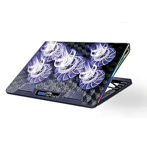 Tundra 5 Fans RGB Laptop Cooling Pad with Dual USB Port, 5 Adjustable Height Angles with LCD Display and 10 RGB Modes for Gaming Laptop, Silent Cooling Pad with Under 21 dBA