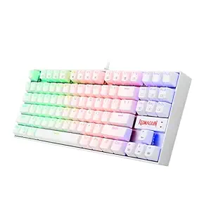 K552W-RGB 60% Mechanical Gaming Keyboard Compact 87 Key Mechanical Computer Keyboard KUMARA USB Wired Cherry MX Blue Equivalent Switches for Windows PC Gamers (White RGB Backlit)