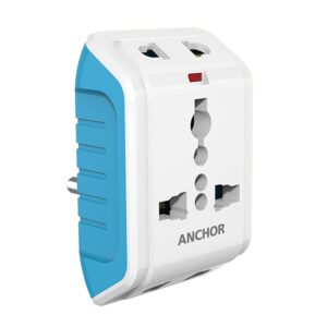 Panasonic 22843 6A 3 Pin Multiplug Adaptor with Surge Protection (White & Blue)