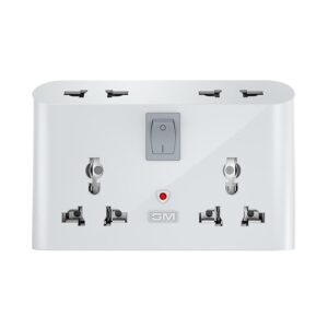 3 Pin 6 AMP Universal Multiplug Travel Adapter with 4 Charging Point | Useful for Home Applications, Mobiles, Computers, Laptops | Adaptor with Inbuilt Surge Protector & Power Indicator | GM 3019