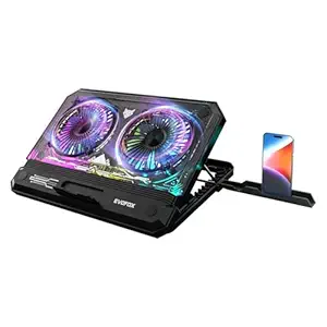 Blizzard RGB Cooling Pad for Gaming Laptop with Transparent Upper Surface, 2 Large Fans, 8 Adjustable Angles, Edge RGB Lighting, Additional USB Port for Laptops up to 43.18 cm (17 inches)