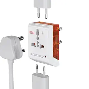 3-Pin Universal Multi Plug Fast Charging Travel Adaptor | All-in-1 Worldwide Travel Adaptor | Surge Protector | LED Indicator | Compact Design | Supports 150+ Countries | Safety Shutter