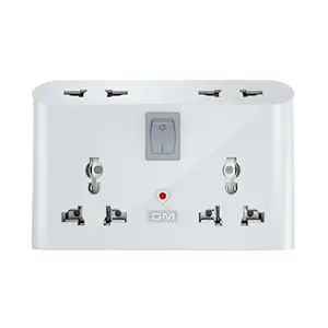 3 Pin 6 AMP Universal Multiplug Travel Adapter with 4 Charging Point | Useful for Home Applications, Mobiles, Computers, Laptops | Adaptor with Inbuilt Surge Protector & Power Indicator | GM 3019