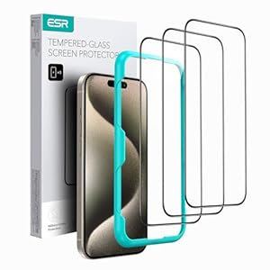 3 Pack for iPhone 15 Pro Max Tempered Glass Screen Protector, 2.5D Curved Edges, Full-Coverage Military-Grade Protection, Scratch Resistant Screen Guard