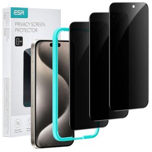 3 Pack for iPhone 15 Pro Max Privacy Tempered Glass, Anti-spy Screen Guard, Micro-curved Edges, Privacy Screen Protector Case Friendly
