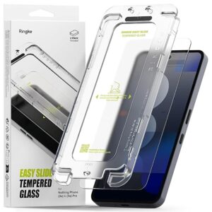 Easy Slide Tempered Glass [2 Pack] Compatible with Nothing Phone (3a) Pro/Nothing Phone (3a) Screen Protector with Installation Tool HD Quality 9H Hardness Shatterproof Tempered Glass Film