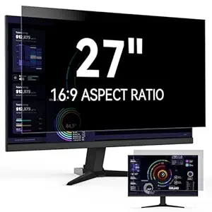 27 Inch Computer Privacy Screen for 16:9 Aspect Ratio Widescreen Monitor, Eye Protection Anti Glare Blue Light Computer Monitor Privacy Filter, Removable Anti-Scratch 27in Protector Film