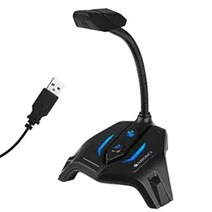 Zeb-Klarity USB Gaming Mic for Recording / Streaming, compatible with PC, Omni Directional sound pickup, Flexible Neck, Mute Button