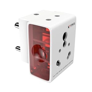 WIRING DEVICES Vimal Newport 16A 3 Pin Multiplug Adaptor,Suitable for Heavy Electrical Appliances, White