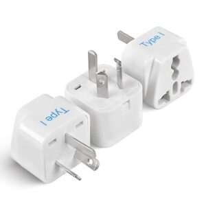 India to Australia Adapter Plug, China, New Zealand & More - Type I - CE Certified - RoHS Compliant - White - 3 Pack