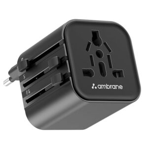 Universal Travel Socket, International All in One Worldwide Travel Adapter Socket with 2500W High Power Output with 9 Hole Universal Socket, Compatible in 150+ Countries (ATA-03, Black)