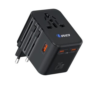 25Watt Universal Charger Adapter | 2X USBC 1XUSB A - 4-in-1 International Travel Adapter | Universal Travel Adapter Compatible 150+ Countries | Type C, A, G, I Compatible
