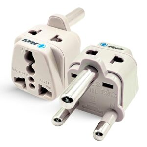 India to South Africa, Botswana, Namibia & More (Type M) Travel Adapter Plug - 2 in 1 - CE Certified - RoHS Compliant - 2 Pack - White Color(DB-10L-2PK)