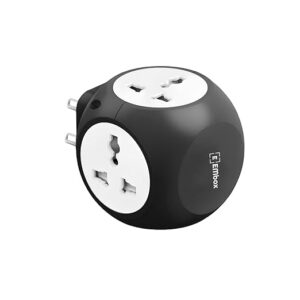 Star Cube Multi-Plug Socket (2.4 A) Universal Sockets and LED Indicator, Safety Shutter 4 Way Plug Extension for Home Office, Black