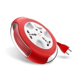 Krysta 2 Pin Heavy-Duty 5-meter Cable Extension Cord (White and Red)|Master Switch with Indicator|Universal Sockets | Ultra-Smooth Rotation Extension Board for Home & Office|Pack of 1
