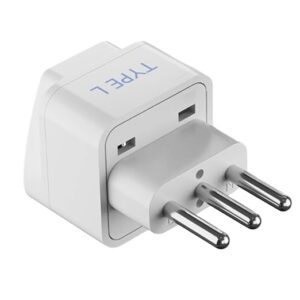 India to Italy, Libya, Chile & More (Type L) Travel Adapter Plug - CE Certified - RoHS Compliant (GP-12A)