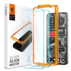Spigen Alignmaster Tempered Glass Screen Protector Guard For Nothing Phone (2) - 2 Pack for Smartphone