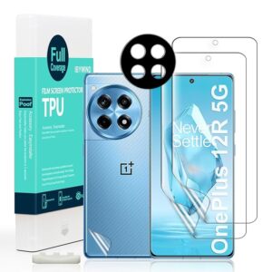 2 Pack Screen Protector For OnePlus 12R 5G 6.78",Flexible TPU Film,With 1Pc Camera Lens Protector,1Pc Back Film[Bubble Free][Easy Installation][HD Clear][Self-Healing]