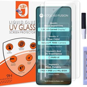 Premium UV Tempered Glass Screen Protector Guard Compatible For Motorola Edge 60 Fusion 5G (6.67 Inch, Pack of 2) Full Adhesive UV Curved Case Friendly HD Clarity with easy installation kit
