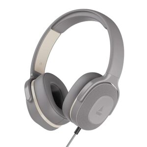 BassHeads 950v2 Wired Over Ear Headphones with 40mm Audio Drivers, Soft Ear-Cushion, Lightweight Build, 3.5mm Jack and with mic(Warm Grey)