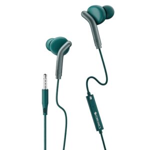 Bro in Ear Wired Earphones with Mic, 3.5mm Audio Jack, 10mm Drivers, Phone/Tablet Compatible (Green)