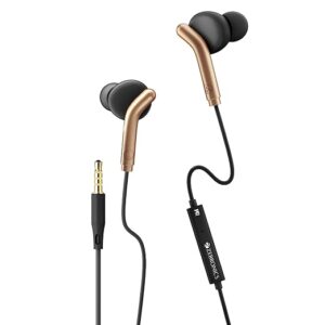 Bro 3.5Mm Wired in Ear Earphones, in-Line Mic, Deep Bass, 1.2M Strong and Long Lasting Cable, Light Weight, Compatible with Mobile | Tablet | Laptop (Black + Gold)
