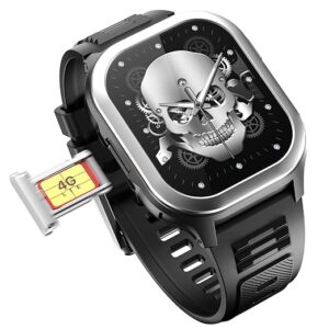 4G Pro Volte Calling Smart Watch- 2.02” TFT Display, 4G Nano-SIM GPS, Health Suite, Sports Modes, 400mAh Battery (Black)