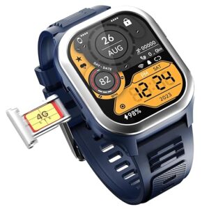 4G Pro Volte Calling Smart Watch- 2.02” TFT Display, 4G Nano-SIM GPS, Health Suite, Sports Modes, 400mAh Battery (Blue)