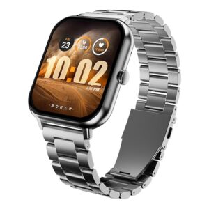 Drift+ Smart Watch 1.85''HD Screen, Bluetooth Calling, IP68, 500 Nits Brightness,150+ Watchfaces, AI Voice Assistant, SpO2 Monitoring, 100+ Sports Mode Smartwatch (Chrome)