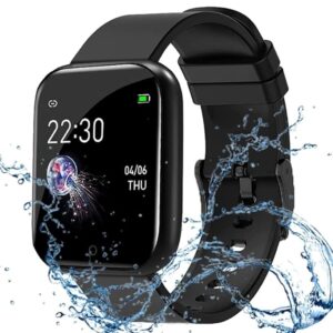Smart Watch for Kids Men Women Boys Girls D116 Water Proof Touchscreen Smart Watch Bluetooth 1.44 HD Screen Smart Watch with Daily Activity Tracker, Heart Rate Sensor, Sleep Monitor - Black