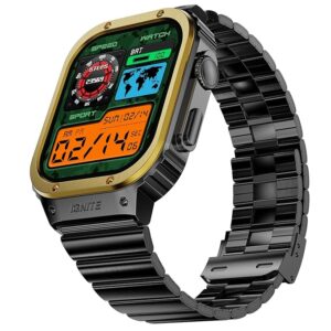 Maverick Smartwatch 51.308mm (2.02 inch) IPS Display, Luxury Stainless Steel Look, 320x385 Pixel Resolution, Bluetooth Calling, Voice Assistant (Gold Black)