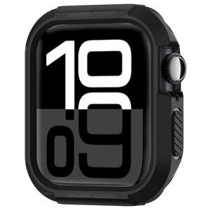 Tough Armour Case Compatible for Apple Watch Series 10 46mm|Military Grade Durable Protective Cover, Flexible Shock Proof Durable TPU Bumper Case for Apple Watch Series 10 46mm 2024-(Black)