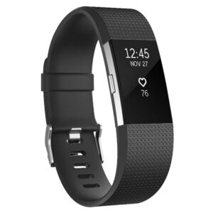 Watch Strap Compatible for Fitbit Charge 2 (Watch Not Included), Removable Soft Belts for Charge 2 Wristband, Smartwatch Band for Men & Women-Black
