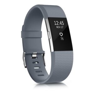 Watch Strap Compatible for Fitbit Charge 2 (Watch Not Included), Removable Soft Belts for Charge 2 Wristband, Smartwatch Band for Men & Women-Blue Grey