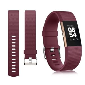 Watch Strap Compatible for Fitbit Charge 2 (Watch Not Included), Removable Soft Belts for Charge 2 Wristband, Smartwatch Band for Men & Women-Red