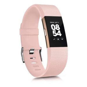 Watch Strap Compatible for Fitbit Charge 2 (Watch Not Included), Removable Soft Belts for Charge 2 Wristband, Smartwatch Band for Men & Women-Pink