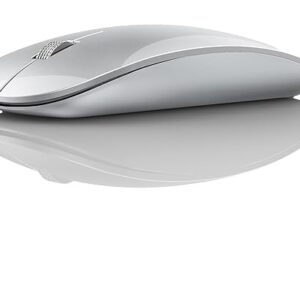 Atom Dual Bluetooth 5.1+5.1 & 2.4Ghz Wireless, Type-C Rechargeable Silent Click Mouse, Triple Device connectivity Windows, Mac, iOS, Android (Silver)