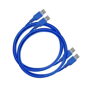 2 Pk USB 3.0 Type A 1.5 M Male to Male Cable For Data Transfer Hard Drive Enclosures, Cooling Pad